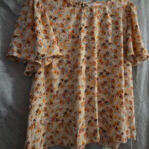 Lauren conrad xxl floral business casual blouse short sleeve